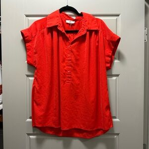 Entro Orange Button Down Shirt with Notched Collar